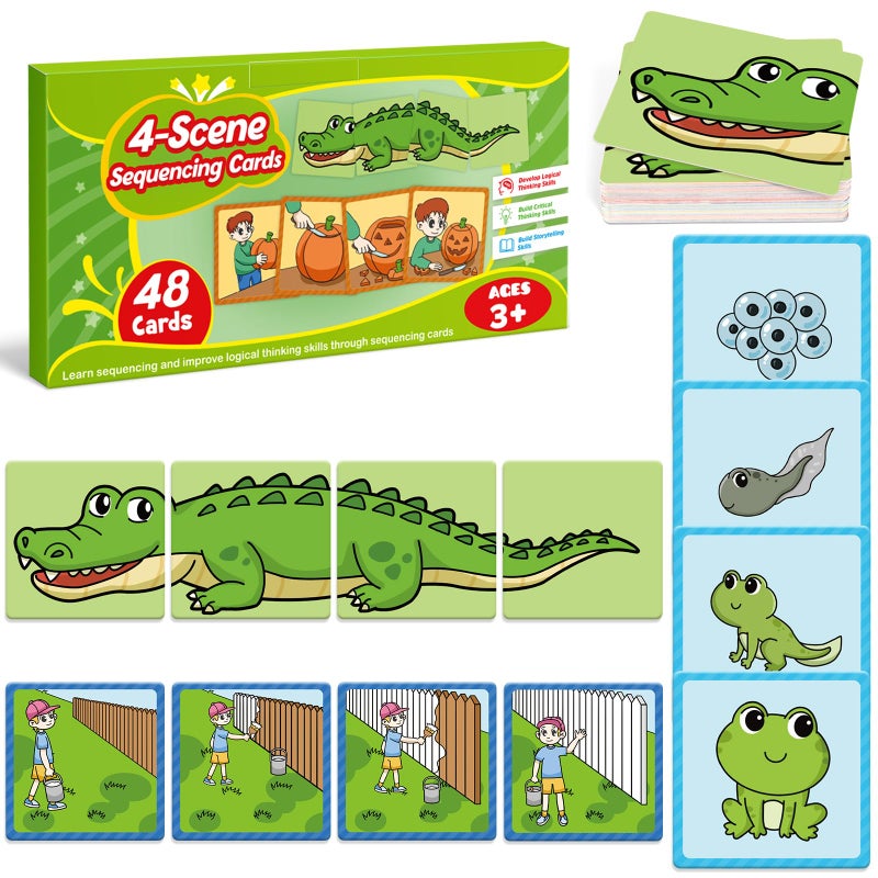Kasfalci Sequencing Cards,Sequence Board Game for Kids,Speech Therapy Materials Toys for Autism,Story Storytelling,Social Skills,Sentence Building,Preschool Learning Activities,Classroom & Homeschool - Image 1